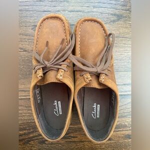 Clarks Padmora Loafer Lace Up Leather in Brown Leather Platform Loafers 6.5M